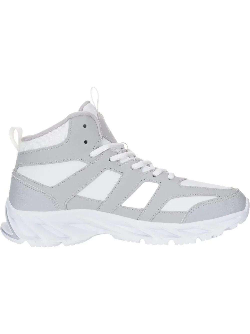 Joomra Men's Grey White Rubber Leather High Top Athletic Inspire Lace Up Sneaker